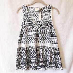 Anthropologie Ivory Cammie Embroidered Peplum Top